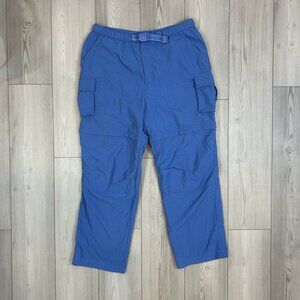 Lands’ End Size Large 14-16 Cargo Blue Pants Convertible Belted Hiking Nylon